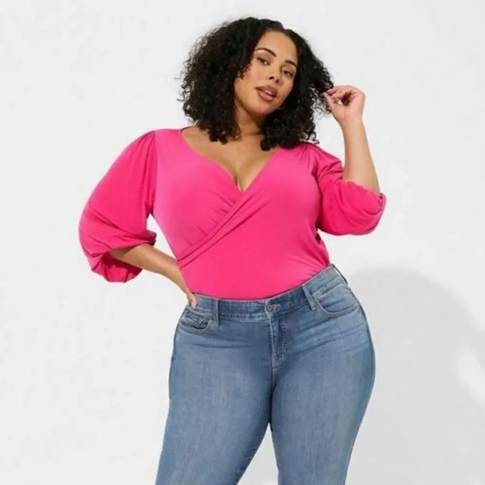 Torrid Studio Knit Surplice Long Sleeve Bodysuit